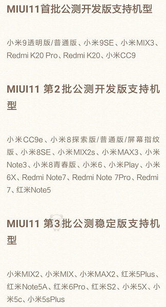 Какие смартфоны получат новую прошивку MIUI 11?
